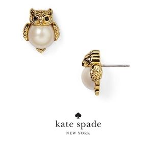 NEW Kate Spade Owl Pearl Into the Woods Studs